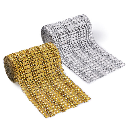 16 Rows Plastic Diamond Mesh Wrap Roll Rhinestone Crystal Ribbon Cake Wedding Decoration DIY-TA0008-45-1