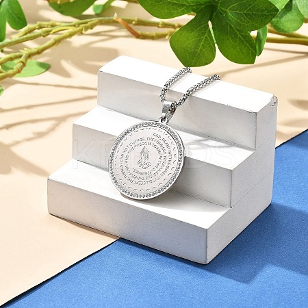 201 Stainless Steel Rhinestone Pendant Necklaces for Women NJEW-U021-05P-1