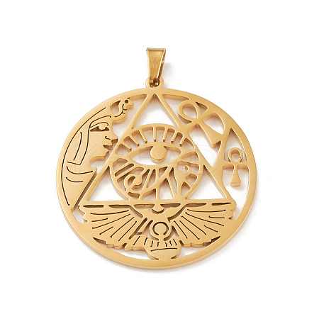 304 Stainless Steel Hollow Pendants STAS-P321-02G-1