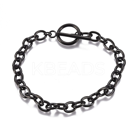 Unisex 304 Stainless Steel Cable Chain Bracelets LS-BJEW-P245-39B-1