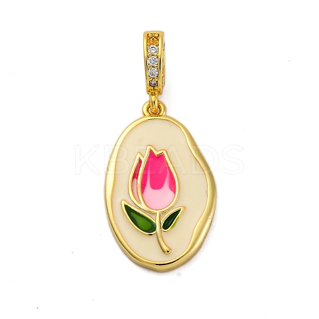 Brass Micro Pave Cubic Zirconia Pendants KK-V009-11G-1