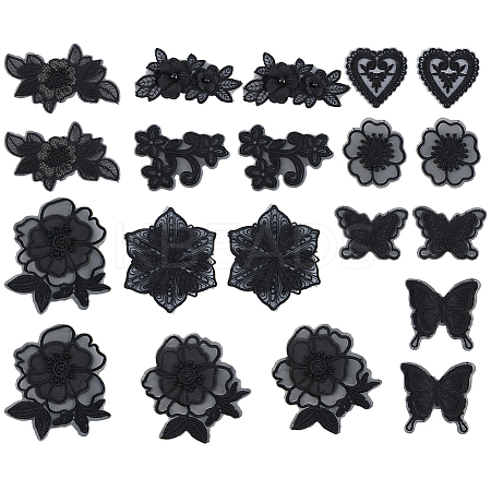 20Pcs 10 Styles Computerized Embroidery Cloth Iron on/Sew on Patches DIY-HS0001-99-1