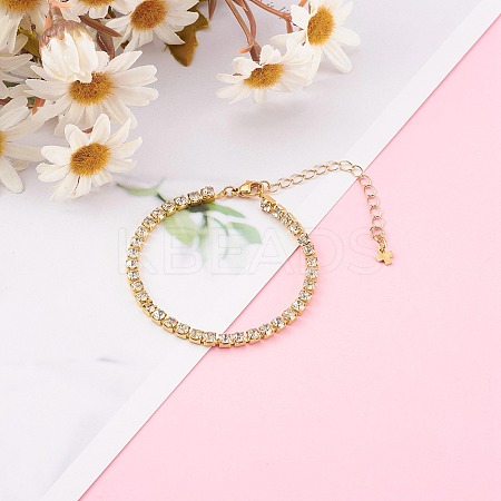 Brass Rhinestone Strass Chain Bracelets X-BJEW-JB06002-1