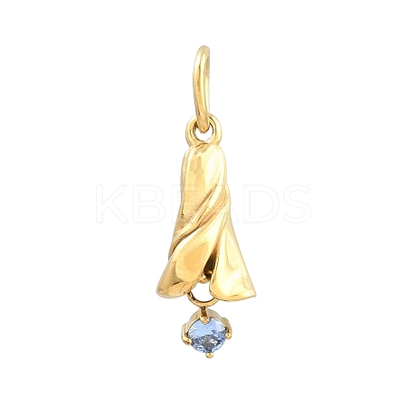 304 Stainless Steel Micro Pave Cubic Zirconia Pendants SA-CBA1D2B-01G-I-1