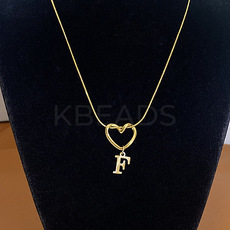 304 Stainless Steel Heart with Initial Pendant Necklaces for Women FS-WG4DC9E-06-1