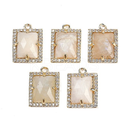 Natural Moonstone Faceted Rectangle Pendants G-I375-05G-02-1