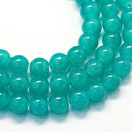 Baking Paint Imitation Jade Glass Round Bead Strands DGLA-Q021-10mm-07-1
