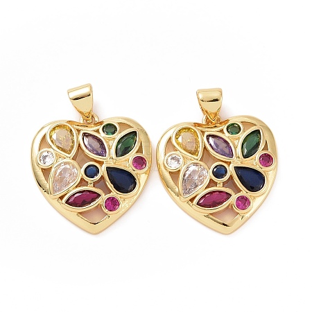Brass Cubic Zirconia Pendants ZIRC-I062-27G-1