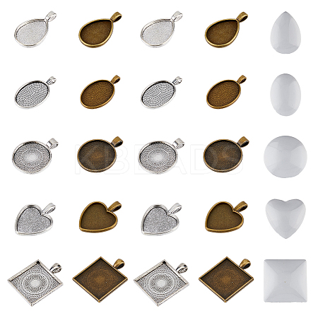 DIY Blank Cameo Photo Geometry Pendant Making Kit DIY-DC0001-99-1