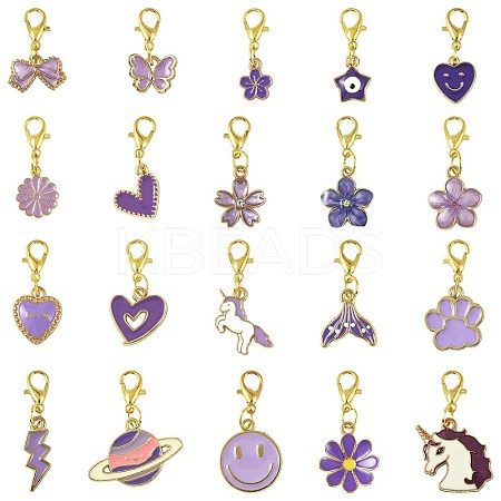 20Pcs 20 Styles Alloy Enamel Pendant Decorations HJEW-FS00047-1