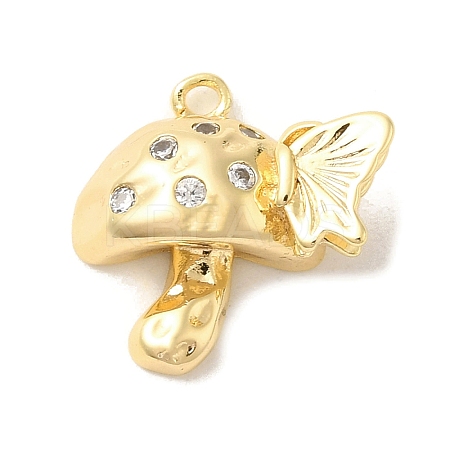 Brass Micro Pave Clear Cubic Zirconia Pendants KK-Z073-20G-1