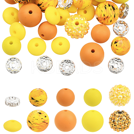 64Pcs Round & Rondelle Food Grade Eco-Friendly Silicone Beads SIL-SP0001-19F-1