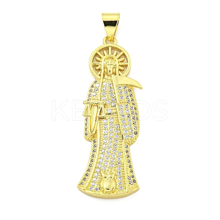 Rack Plating Brass Micro Pave Clear Cubic Zirconia Pendants KK-B091-30G-01-1