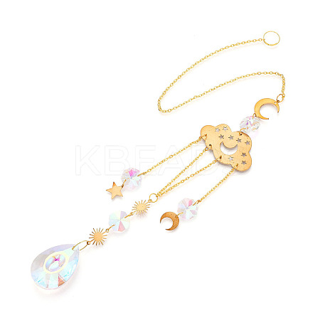 Faceted Glass Sun Catcher Pendant Decorations AJEW-A037-12G-1