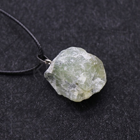 Natural Prehnite Raw Rough Nuggets Pendant Necklace FS-WG50F2C-13-1
