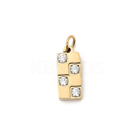 304 Stainless Steel Micro Pave Cubic Zirconia Pendants STAS-P431-22G-1
