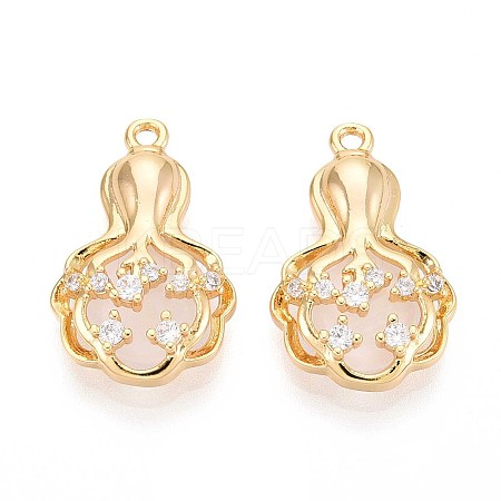 Brass Micro Pave Clear Cubic Zirconia Cat Eye Pendants KK-T071-16G-B01-1