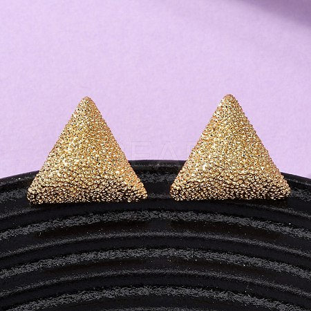 Brass Textured Stud Earrings EJEW-A143-02D-G-1
