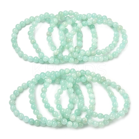 Natural Yellow Jade Beaded Stretch Bracelet BJEW-P209-26-6mm-1