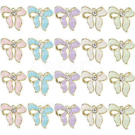 20Pcs 5 Colors Alloy Rhinestone Pendants FIND-SC0015-45-1