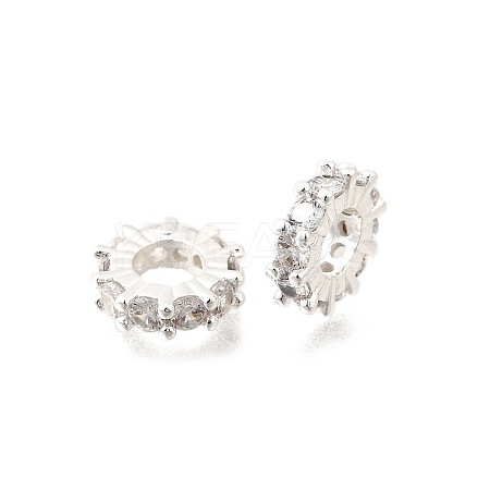 Brass Micro Pave Clear Cubic Zirconia Beads KK-K300-02D-S-1