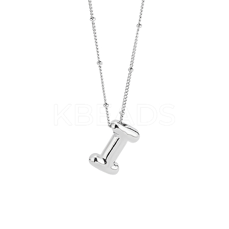1pc Brass Chain with Alloy Letter Pendants Necklaces NJEW-LP0001-41I-P-1