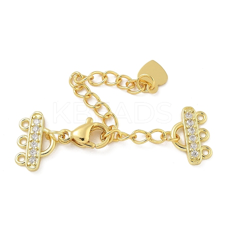 Rack Plating Brass Micro Pave Cubic Zirconia Chain Extender LS-KK-A234-017G-1