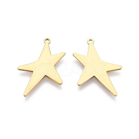 Manual Polishing 304 Stainless Steel Star Pendants STAS-T072-58G-1