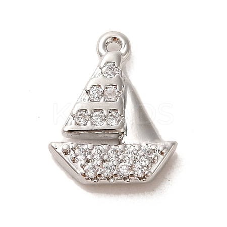 Brass Micro Pave Cubic Zirconia Charms KK-C043-06P-1