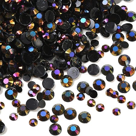 Electroplated Transparent Flat Back Resin Rhinestone Cabochons RESI-XCP0002-44A-1
