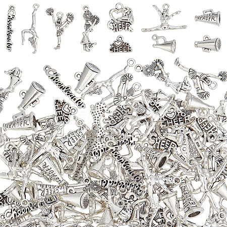 100Pcs 10 Styles Cheerleading Series Tibetan Style Alloy Pendants FIND-ME0001-65-1