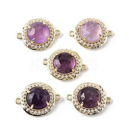 Natural Amethyst Faceted Connector Charms G-H323-03G-11-1