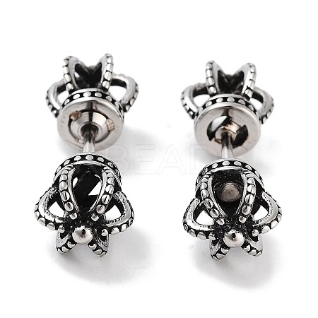 Crown 316 Surgical Stainless Steel Stud Earrings EJEW-Z050-40AS-1