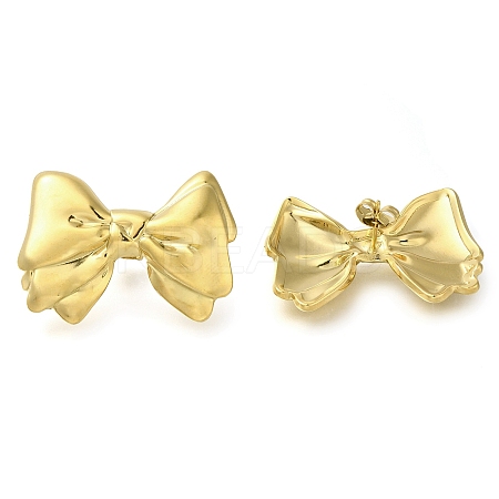 Ion Plating(IP) 304 Stainless Steel Bowknot Stud Earrings EJEW-I312-09G-1