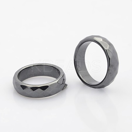 Faceted Magnetic Synthetic Hematite Finger Rings RJEW-J005-04B-01-1