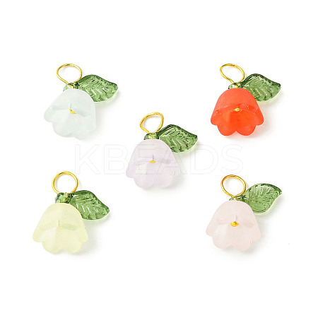 Frosted Acrylic Flower Pendants PALLOY-JF02307-1