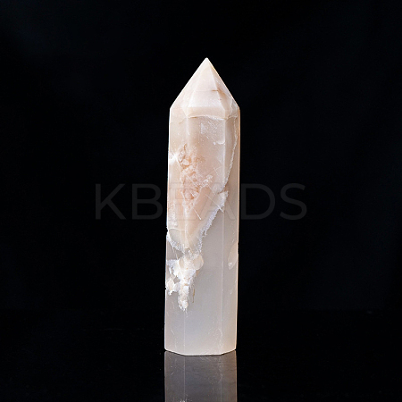 Natural Cherry Blossom Agate Pointed Prism Bar Home Display Decoration LS-G-PW0007-101F-1