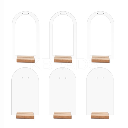 2 Styles Arch Acrylic Earring Jewelry Display Stands with Wooden Base PW-WG38568-01-1