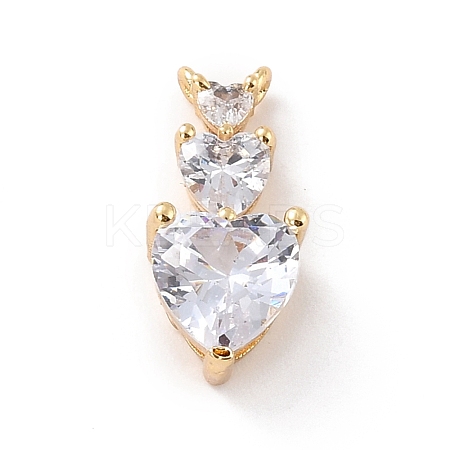 Eco-Friendly Brass Clear Cubic Zirconia Pendants ZIRC-C027-02G-RS-1