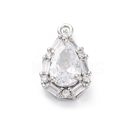 Brass Micro Pave Clear Cubic Zirconia Pendants KK-Z084-09P-04-1