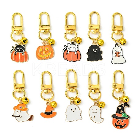 Halloween Theme Alloy Enamel Pendant Decorations HJEW-JM00981-1