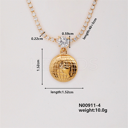 Fashion Brass Rhinestones Earth Pendant Necklace for Women AB9344-4-1
