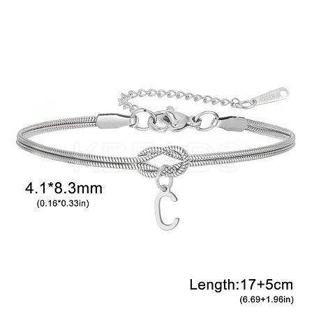 304 Stainless Steel Initial Charm Bracelets FS-WGD8E41-11-1