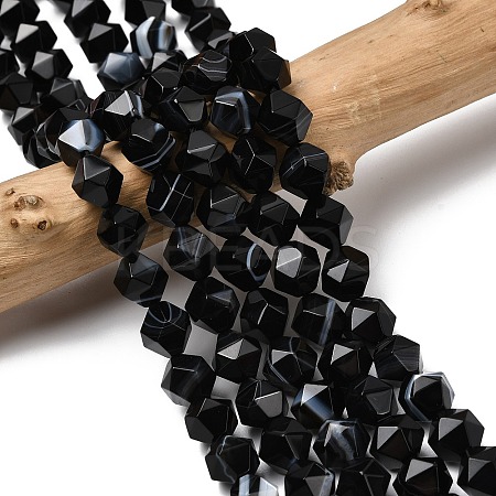 Natural Black Banded Agate/Striped AgateBeads Strands G-Z119-A03-03-1