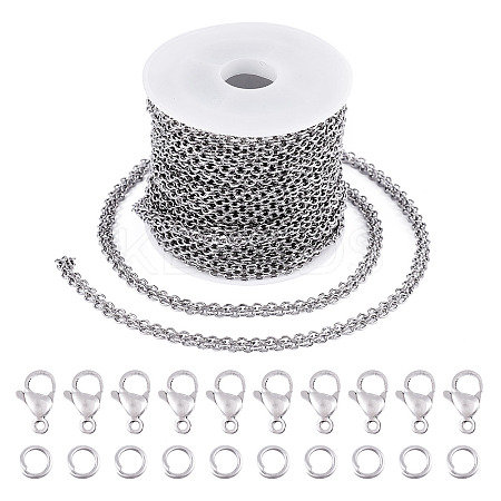 DIY 304 Stainless Steel Cable Chain Bracelets/Neckalaces Making Kits DIY-TA0011-27A-1