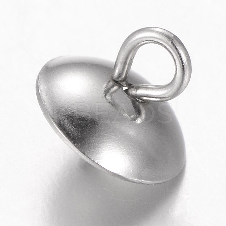 304 Stainless Steel Cup Pearl Peg Bails Pin Pendants STAS-L143-01-1