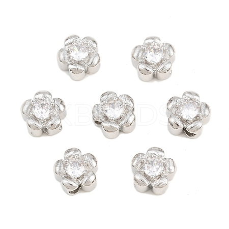 SHEGRACE Brass Micro Pave Clear Cubic Zirconia Beads XGRQ5K808-837P-1