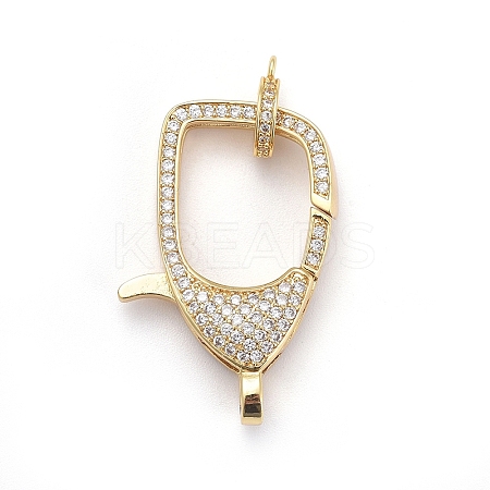 Brass Micro Pave Cubic Zirconia Lobster Claw Clasps LS-ZIRC-F110-02D-G-1