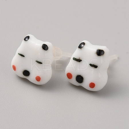 Cute Cartoon Animal Porcelain Stud Earrings EJEW-TAC0001-03C-1