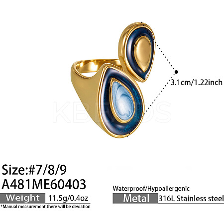 316L Surgical Stainless Steel Enamel Cuff Open Rings WG479F2-02-1